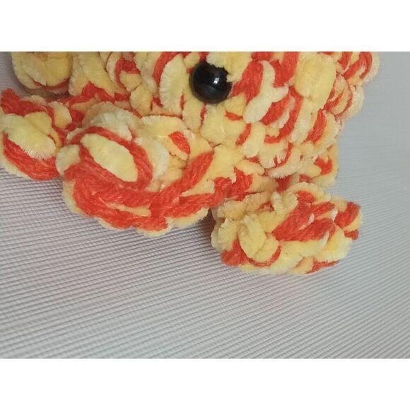 Handmade Small Yellow & Orange Soft Plush Mini Amigurumi Stuffed Crochet Octopus - Picture 8 of 8